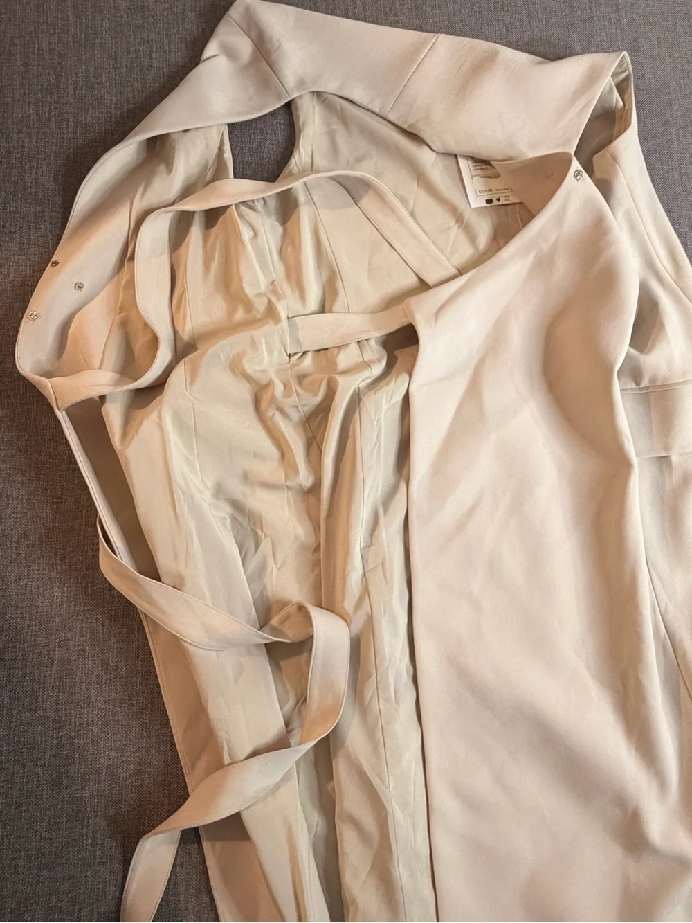 Theory Sleeveless Classic Wrap Around Midi Dress in Light Beige Size 10